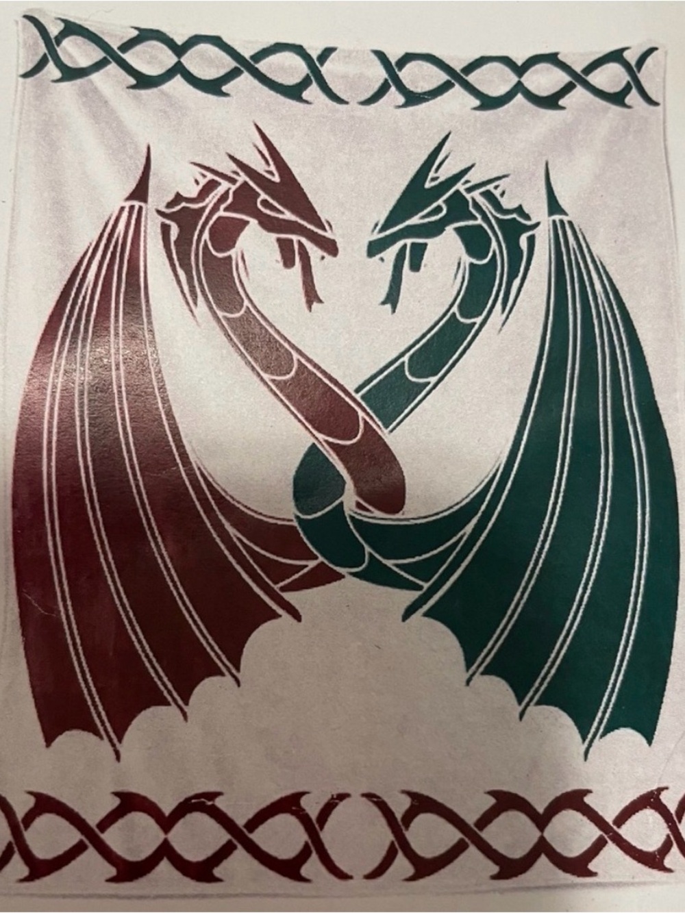 Ambesonne Burgundy and Teal Two-Headed Dragon Blanket